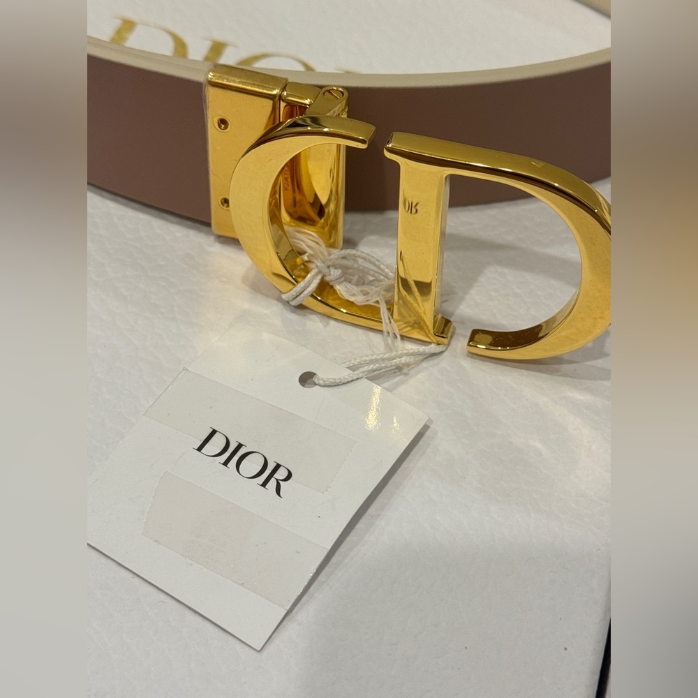 DIOR BNIB NWT 30 MONTAIGNE LEATHER BELT SIZE 75 IN BLANC/ WHITE AND PINK PASTEL - Picture 5 of 9